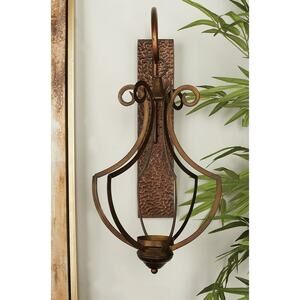Large Bronze Metal Single Candle Wall Sconce Vintage Style
